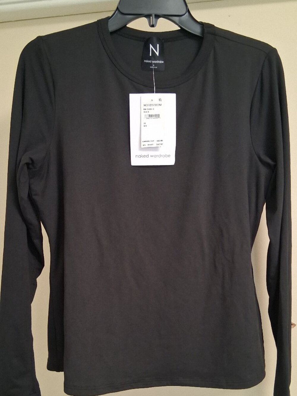 NWT Naked Wardrobe Long Sleeve Black T-shirt Size 1X